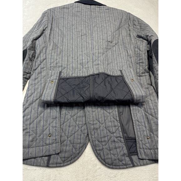 J.L. Powell Men’s Quilted Gray Lakenheath Field Jacket Suede/Corduroy Trim Sz M - Picture 7 of 8